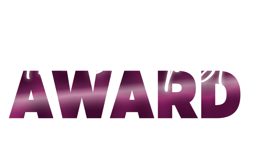 Logo des DFA Hair Talent Award mit stilisierten Buchstaben in lila und weiß.