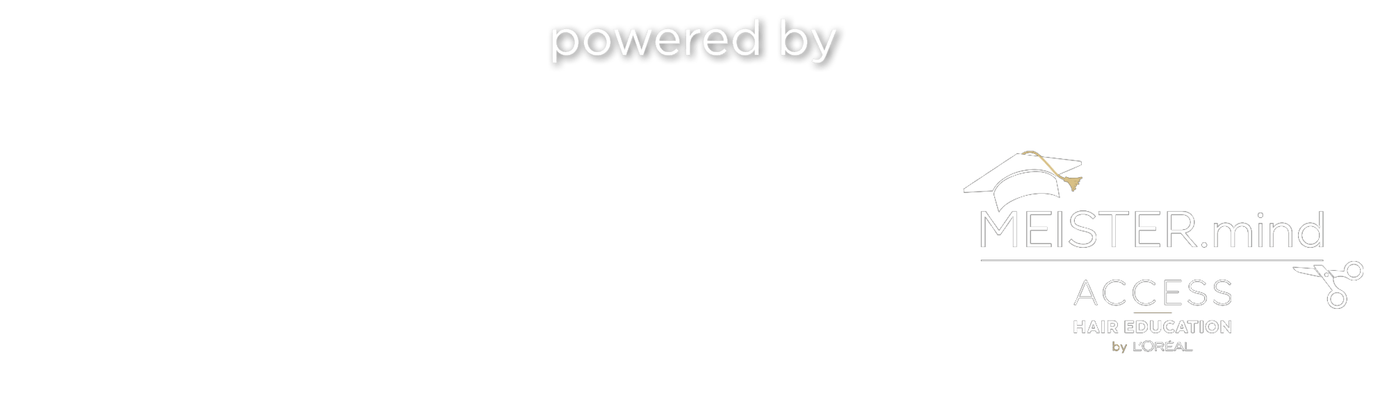Logos der Deutschen Friseurakademie, L'Oréal und Meister.mind auf grünem Hintergrund.